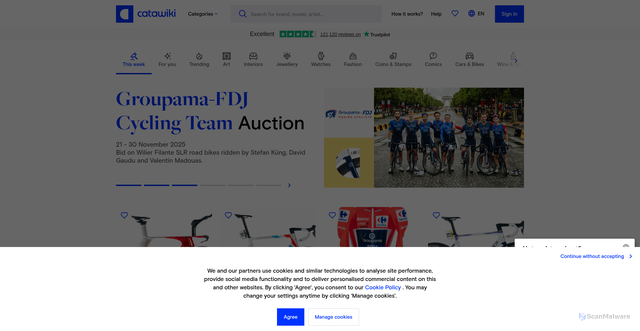 Security scan screenshot of https://www.catawiki.com/