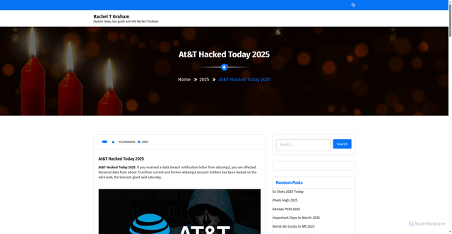 Security scan screenshot of https://racheltgrahamw.pages.dev/ufklz-att-hacked-today-2025-uhdfr