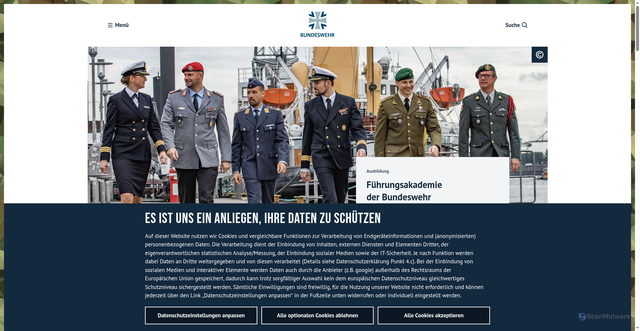 Security scan screenshot of https://www.bundeswehr.de/de/organisation/fuehrungsakademie-der-bundeswehr