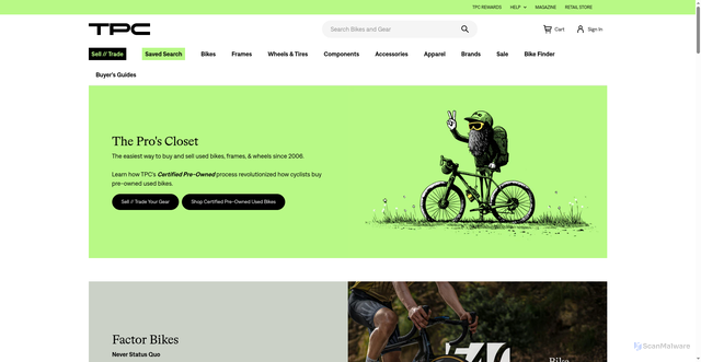 Security scan screenshot of https://theproscloset.com