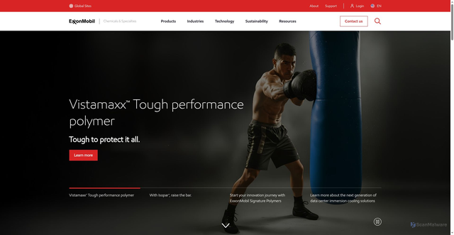 Security scan screenshot of https://www.exxonmobilchemical.com