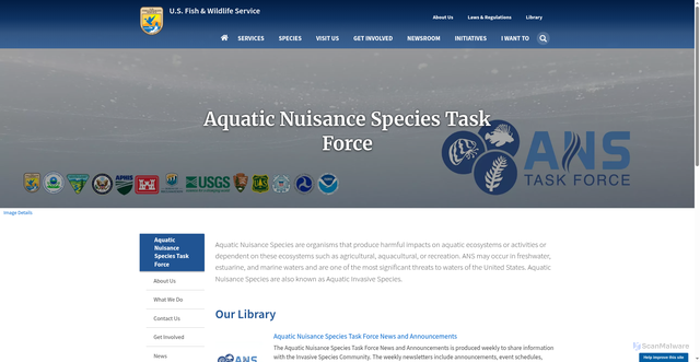 Security scan screenshot of https://www.fws.gov/program/aquatic-nuisance-species-task-force