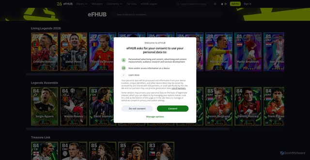 Security scan screenshot of https://efootballhub.net