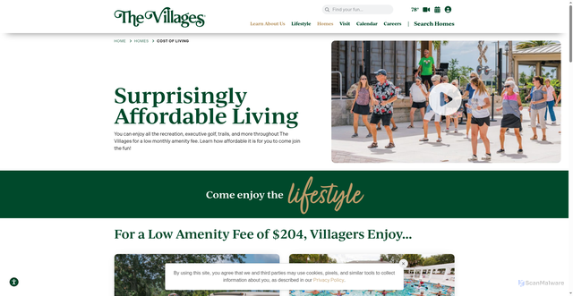 Security scan screenshot of https://www.thevillages.com/cost-of-living/