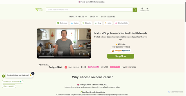 Security scan screenshot of https://www.greensorganic.co.uk