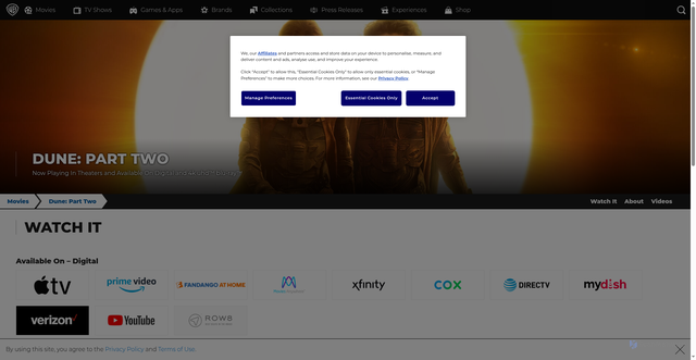 Security scan screenshot of https://www.dunemovie.com/