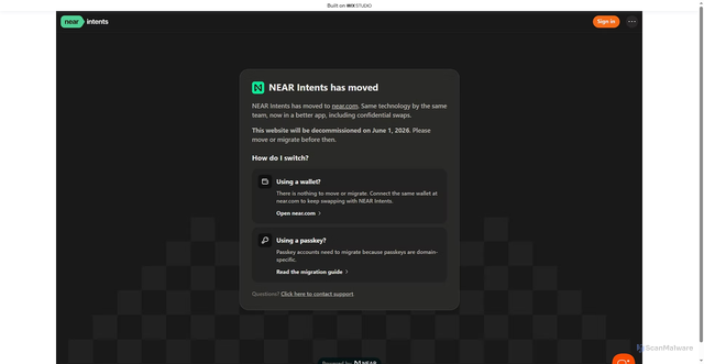 Security scan screenshot of https://intents-near.wixstudio.com/us-en