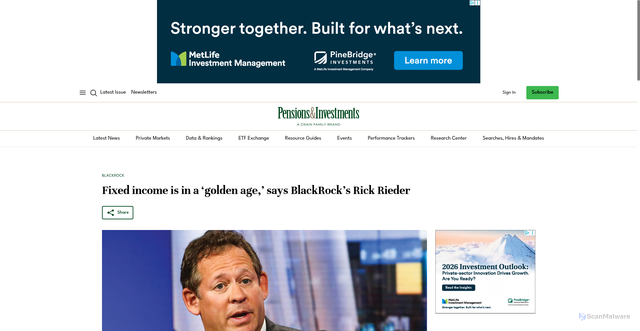 Security scan screenshot of https://www.pionline.com/asset-management/blackrock/pi-rick-rieder-blackrock-golden-age-of-fixed-income/