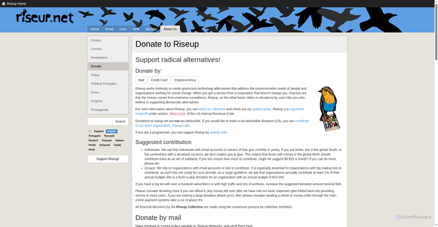 Security scan screenshot of https://mlg2.arvionline.top/en/donate