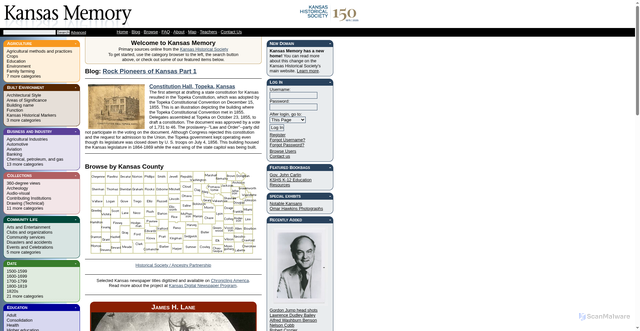 Security scan screenshot of https://www.kansasmemory.gov/