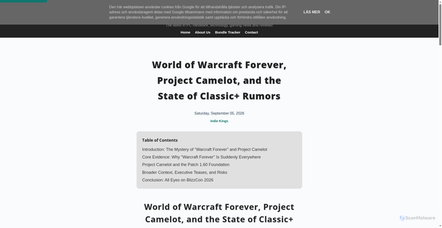 Security scan screenshot of https://www.indiekings.com/2026/09/world-of-warcraft-forever-project.html