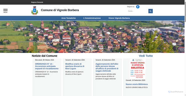 Security scan screenshot of https://www.comune.vignoleborbera.al.it/