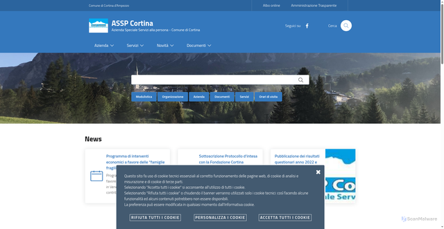 Security scan screenshot of https://www.assp-cortina.it/
