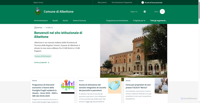 Security scan screenshot of https://www.comune.albettone.vi.it/