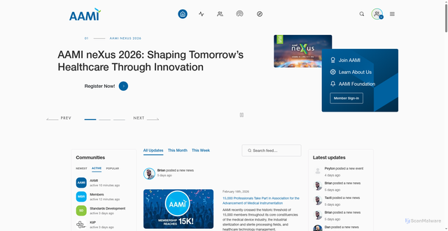 Security scan screenshot of https://aami.org
