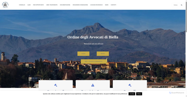 Security scan screenshot of https://www.ordineavvocatibiella.it/