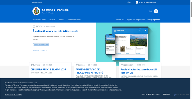 Security scan screenshot of https://www.comune.panicale.pg.it