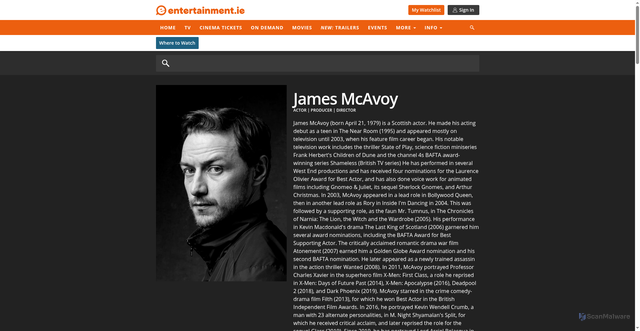 Security scan screenshot of https://www1-direct.entertainment.ie/person/james-mcavoy/