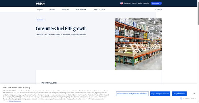 Security scan screenshot of https://kpmg.com/us/en/articles/2025/q3-gdp.html