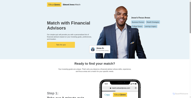 Security scan screenshot of https://match.edwardjones.com