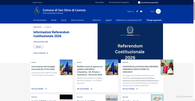 Security scan screenshot of https://www.comune.sanstinodilivenza.ve.it