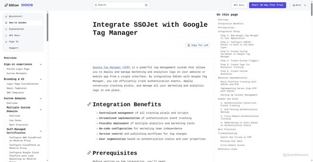 Security scan screenshot of https://ssojet-docs.pages.dev/en/how-to-guides/integrations/analytics/google-tag-manager/