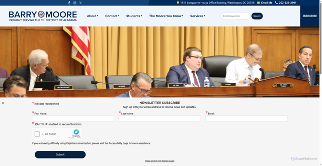 Security scan screenshot of http://barrymoore.house.gov/