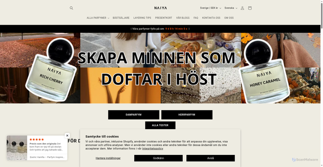 Security scan screenshot of https://naiyaperfumes.se/