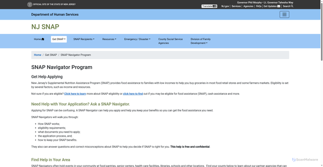 Security scan screenshot of https://nj.gov/humanservices/njsnap/apply/help/