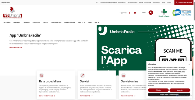 Security scan screenshot of https://www.uslumbria1.it/