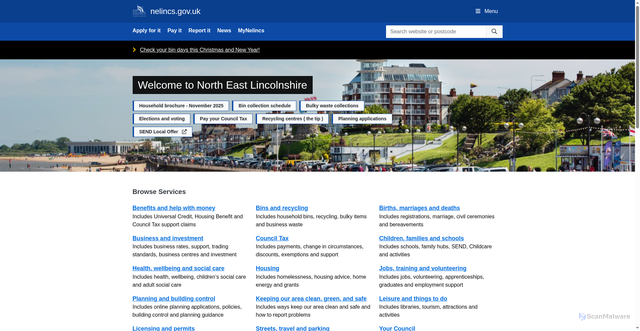 Security scan screenshot of https://www.nelincs.gov.uk/