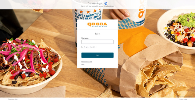Security scan screenshot of https://qdoba.okta.com