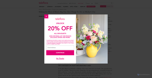 Security scan screenshot of https://www.teleflora.com/gift-giving-ideas/things-to-do-on-mothers-day