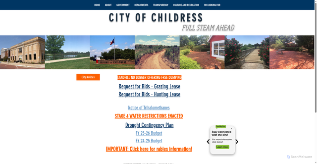 Security scan screenshot of https://www.cityofchildress.com/