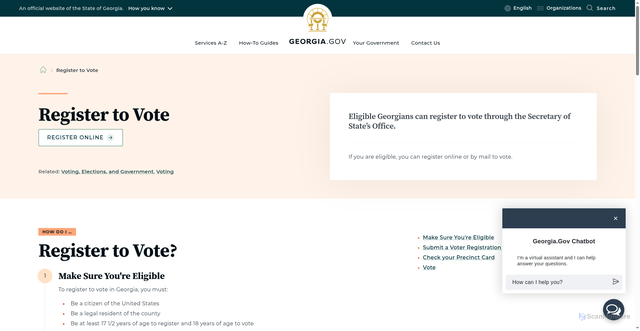 Security scan screenshot of https://georgia.gov/register-vote