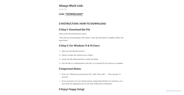 Security scan screenshot of https://telegra.ph/Always-Work-Link-06-26