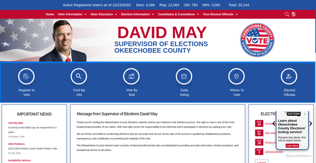 Security scan screenshot of https://voteokeechobee.gov/
