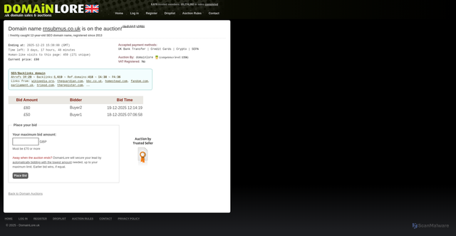 Security scan screenshot of https://domainlore.uk/rnsubmus.co.uk