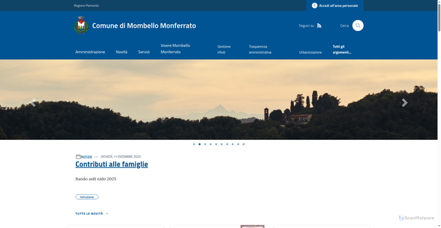 Security scan screenshot of https://www.comune.mombellomonferrato.al.it/