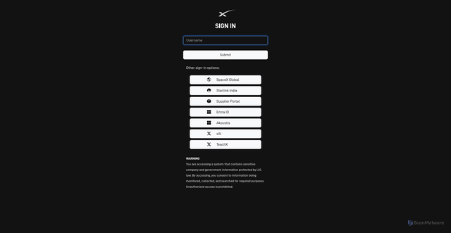 Security scan screenshot of https://supplierportal.spacex.com