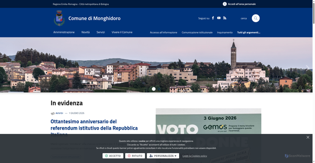 Security scan screenshot of https://www.comune.monghidoro.bo.it