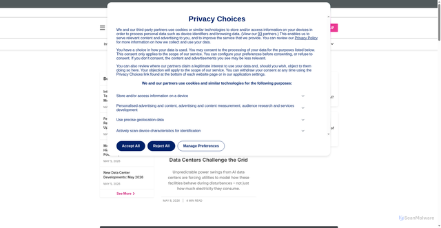 Security scan screenshot of https://datacenterknowledge.com