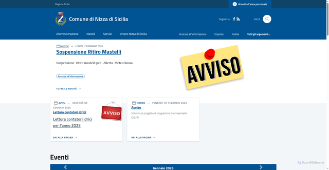 Security scan screenshot of https://www.comune.nizzadisicilia.me.it/