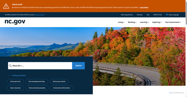 Security scan screenshot of https://www.nc.gov/