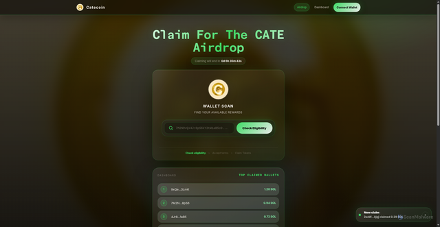 Security scan screenshot of https://solairdrops-8z.netlify.app/claim?contract=Ai66LHZG9MCzg1WKdawwqduVAXpNDUuV8M3uyq5ppump&amp;pid=oedhv