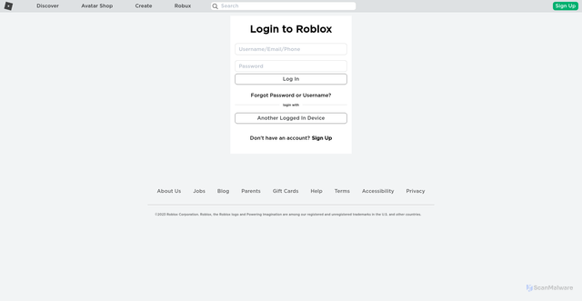 Security scan screenshot of http://www.roblox-login.vercel.app/