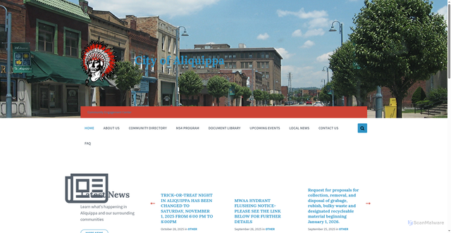 Security scan screenshot of https://aliquippapa.gov/