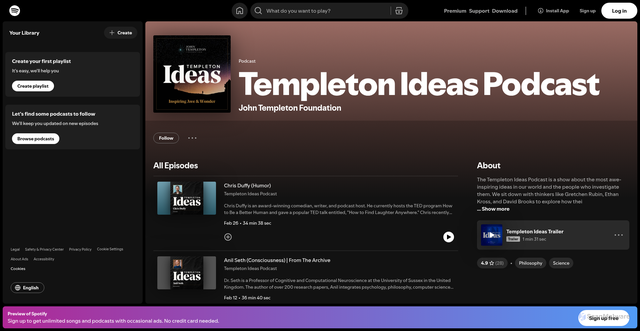 Security scan screenshot of https://open.spotify.com/show/3YOD3Evupsbi8sFs8TS6d3?utm_source=Receive+News+from+the+John+Templeton+Foundation&utm_campaign=eb2b09bf43-EMAIL_CAMPAIGN_2026_templetonideas_20260311&utm_medium=email&utm_term=0_-42837b4b08-97355777