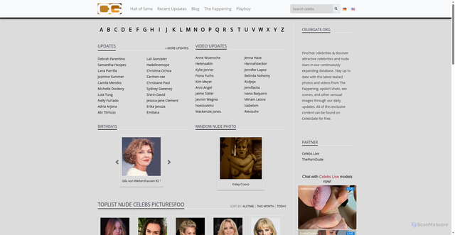 Security scan screenshot of https://celebgate.org