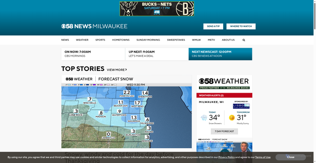 Security scan screenshot of https://www.cbs58.com/